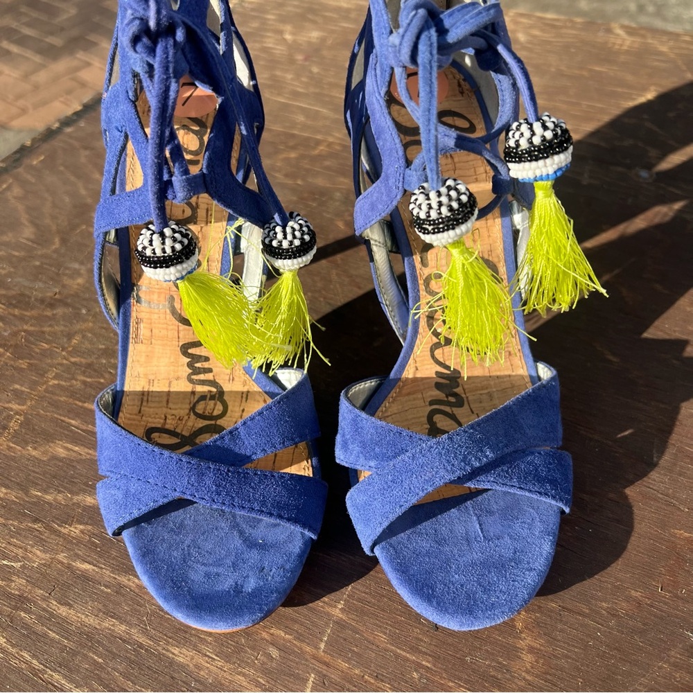 Sam Edelman Blue and Green Strappy Heels
